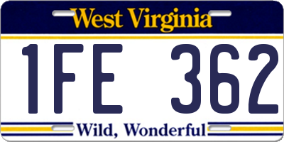 WV license plate 1FE362