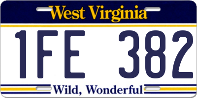 WV license plate 1FE382