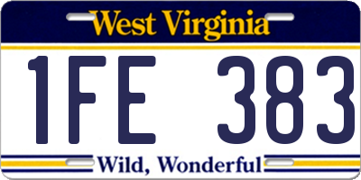 WV license plate 1FE383
