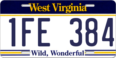 WV license plate 1FE384