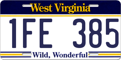 WV license plate 1FE385