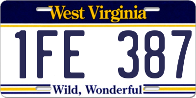 WV license plate 1FE387