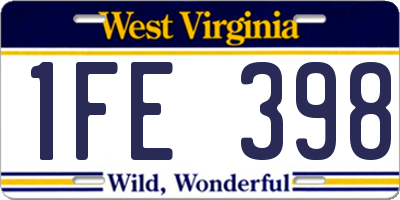 WV license plate 1FE398