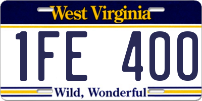 WV license plate 1FE400