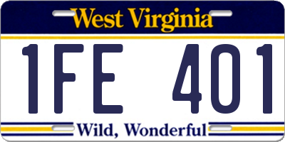 WV license plate 1FE401