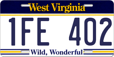 WV license plate 1FE402