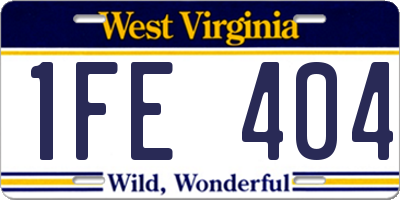 WV license plate 1FE404