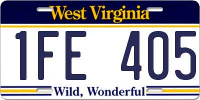 WV license plate 1FE405