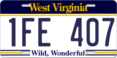 WV license plate 1FE407