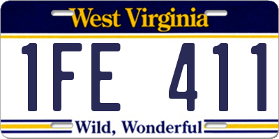 WV license plate 1FE411