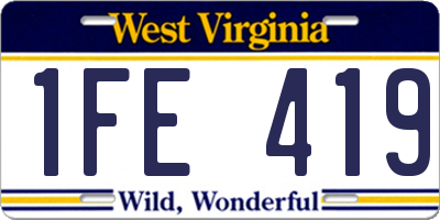 WV license plate 1FE419