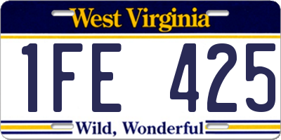 WV license plate 1FE425