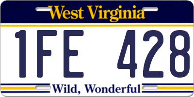 WV license plate 1FE428