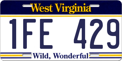 WV license plate 1FE429