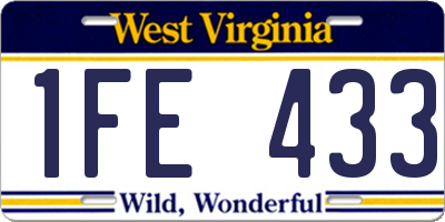 WV license plate 1FE433