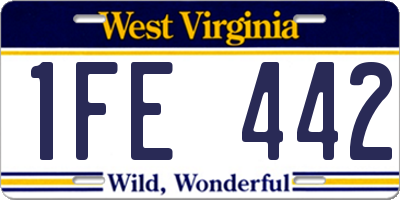 WV license plate 1FE442