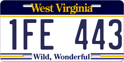 WV license plate 1FE443