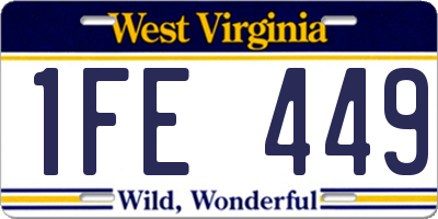 WV license plate 1FE449