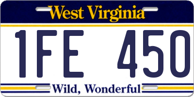WV license plate 1FE450
