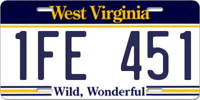 WV license plate 1FE451