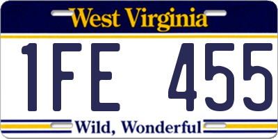 WV license plate 1FE455