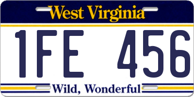 WV license plate 1FE456