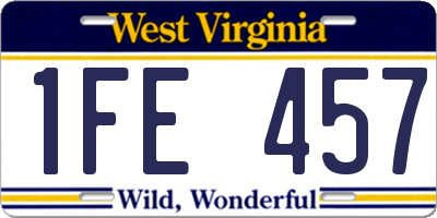 WV license plate 1FE457