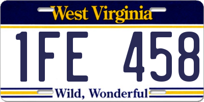 WV license plate 1FE458