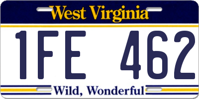 WV license plate 1FE462