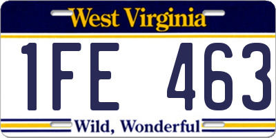 WV license plate 1FE463