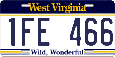 WV license plate 1FE466