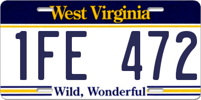 WV license plate 1FE472