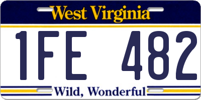 WV license plate 1FE482