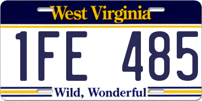 WV license plate 1FE485