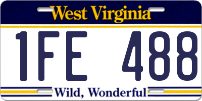 WV license plate 1FE488