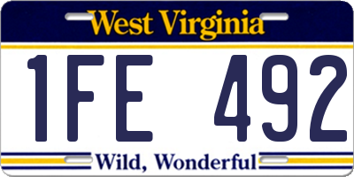 WV license plate 1FE492