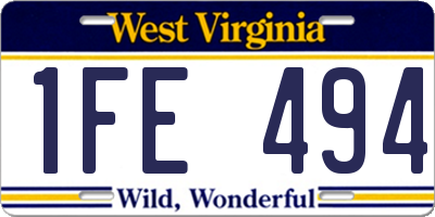 WV license plate 1FE494