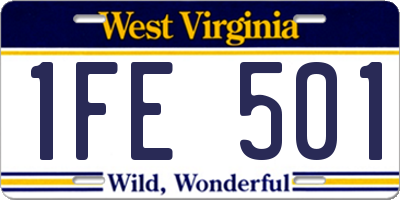 WV license plate 1FE501