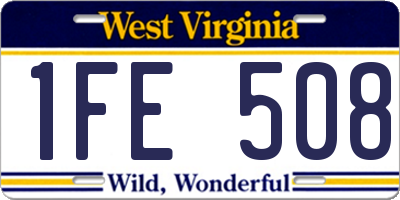 WV license plate 1FE508