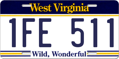 WV license plate 1FE511