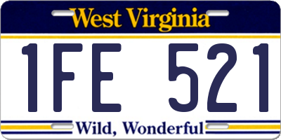 WV license plate 1FE521