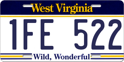 WV license plate 1FE522