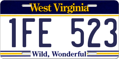 WV license plate 1FE523
