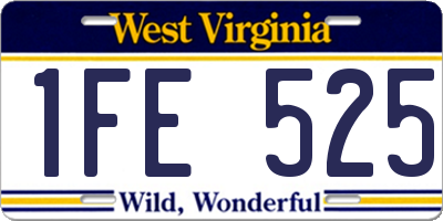 WV license plate 1FE525