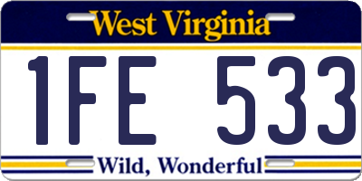 WV license plate 1FE533