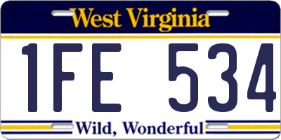 WV license plate 1FE534