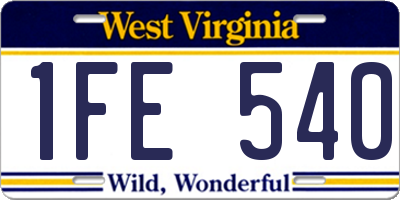 WV license plate 1FE540