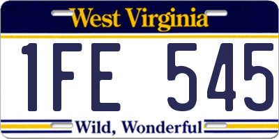 WV license plate 1FE545