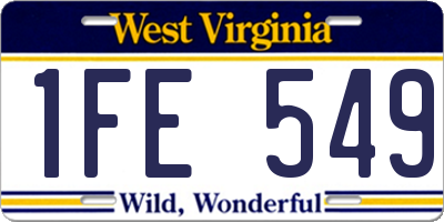 WV license plate 1FE549