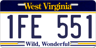 WV license plate 1FE551